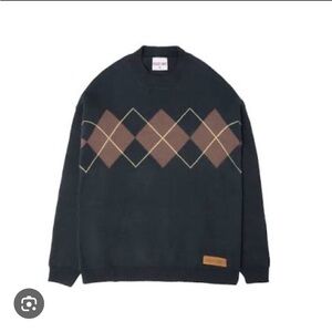 Taylor Swift Navy Crewneck Sweater with Brown Argyle